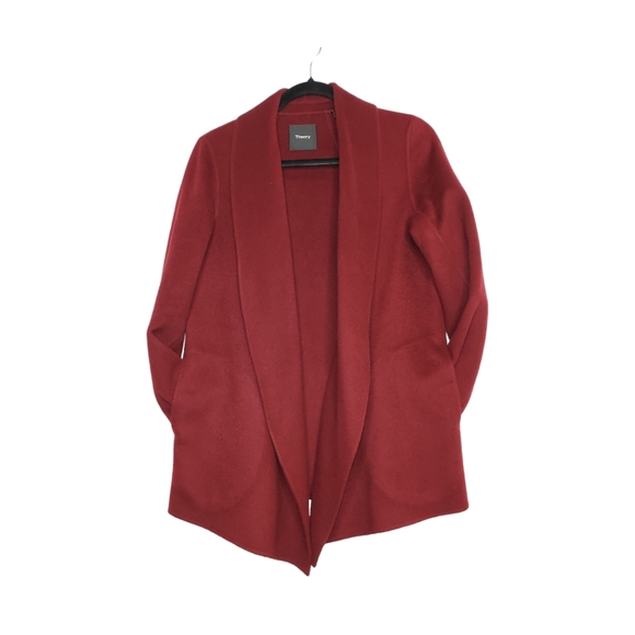 Theory Blazer Womens - Burgundy Wool Blend Open Jacket - Picture 5 of 7